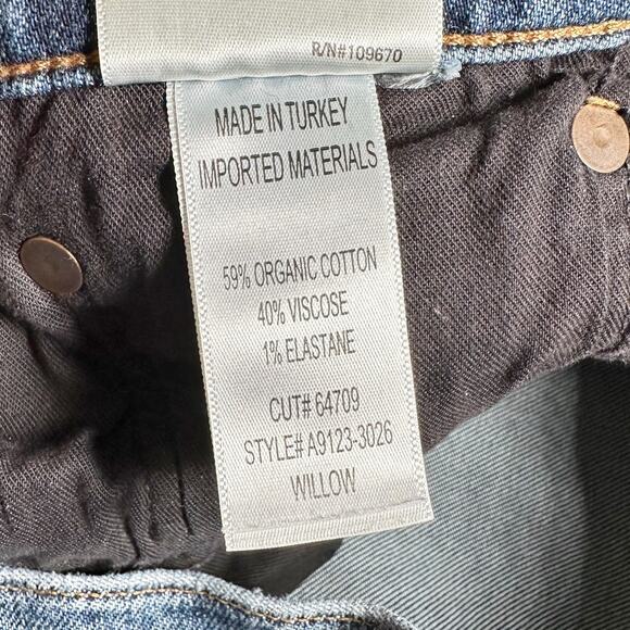 Agolde Willow Mid Rise Slim Straight Jean Cropped Rush Blue Wash Women 30 - Picture 5 of 8